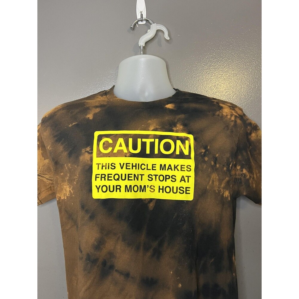 Danny Duncan Shirt Mens Medium Brown Bleach Tie Dye Caution Graphic Tee